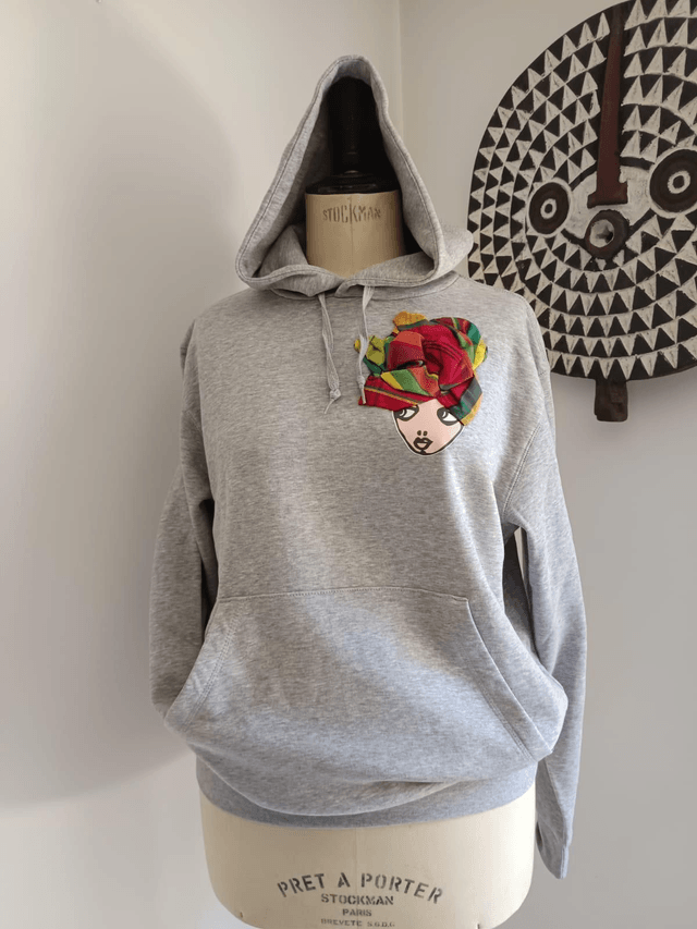 Sweat gris POUPETTE KREOL rouge